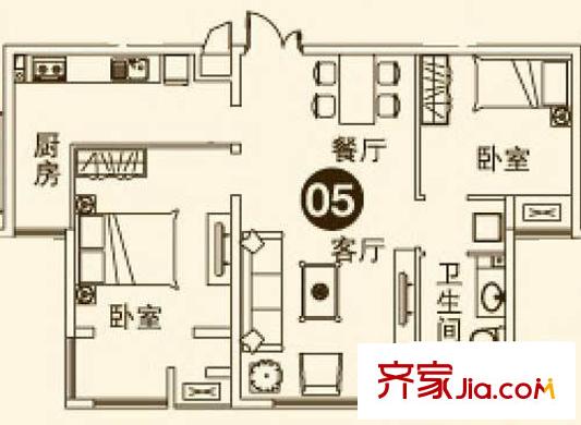 理想城 二期3#樓05室戶(hù)型