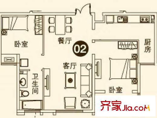 理想城 二期4#樓02室戶(hù)型