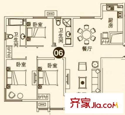理想城 二期4#樓06室戶(hù)型