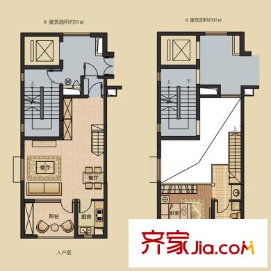 未來錦城戶型圖M戶型 1室2廳1衛(wèi)1廚