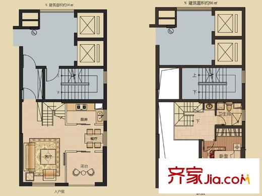 未來錦城戶型圖N戶型 1室2廳1衛(wèi)1廚