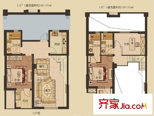 未來錦城戶型圖L戶型 3室2廳3衛(wèi)1廚