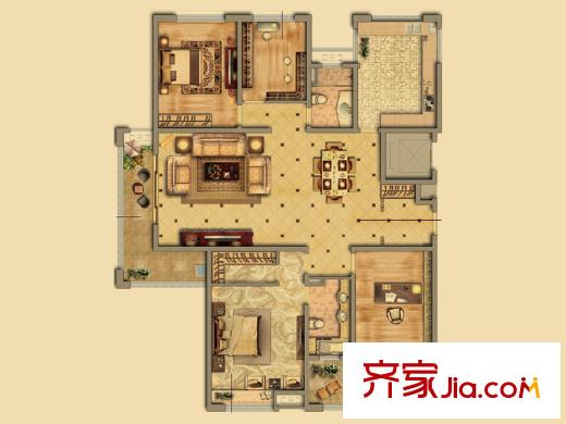 金鼎灣國際8#西戶H戶型 4室2廳2衛(wèi)1廚