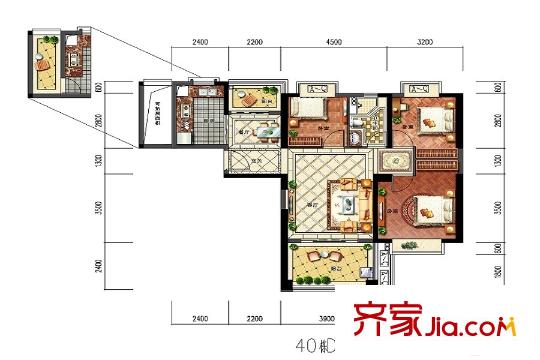華強(qiáng)城40棟D1戶型 3室2廳1衛(wèi)1廚