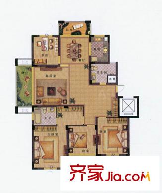 中港城世家A1-5戶型 4室2廳2衛(wèi)1廚