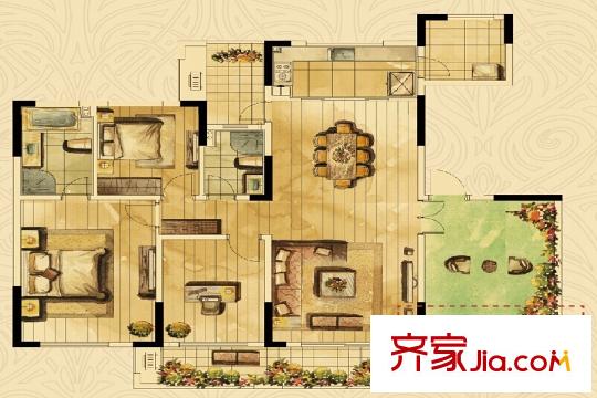 南都?納瀾灣高層G6戶型 3室2廳2衛(wèi)