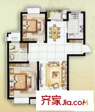 金水灣花園優(yōu)雅靈動J套型 2室2廳1衛(wèi)1廚