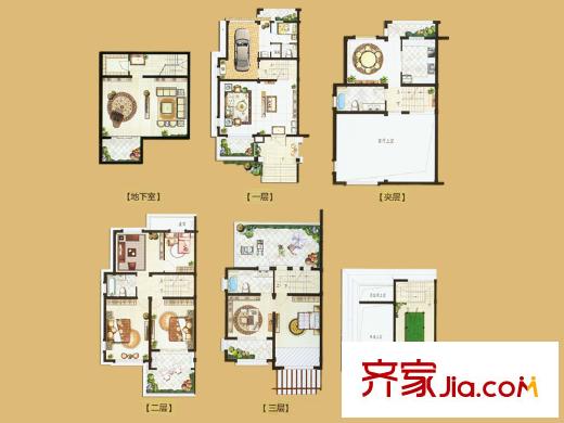 金水灣花園聯(lián)排別墅戶型 7室5廳4衛(wèi)1廚