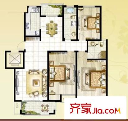 金水灣花園圍院房型b 3室2廳2衛(wèi)1廚