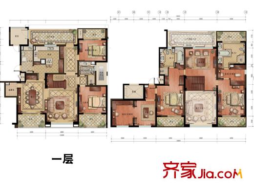 藏瓏1#A1B1戶型 5室3廳3衛(wèi)1廚