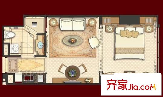 金石國際大酒店戶型A  1室1廳1衛(wèi)
