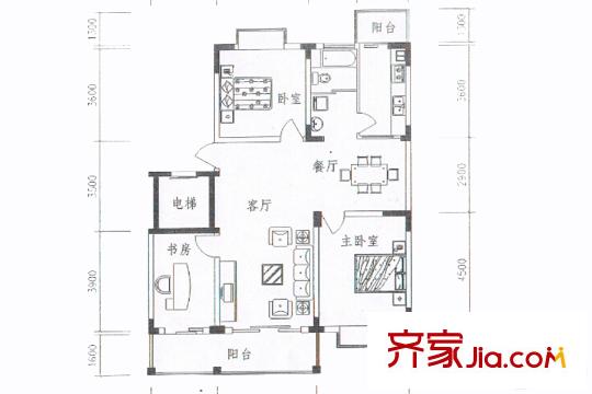 蘇建花園城37#XG3戶型 3室2廳1衛(wèi)1廚