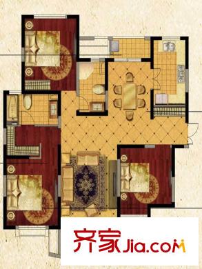 高迪晶城8#樓I戶型 3室2廳2衛(wèi)1廚