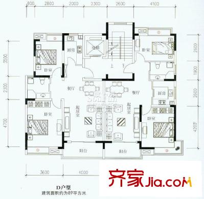 蘇建陽光新城小高層DC1戶型 2室2廳1衛(wèi)