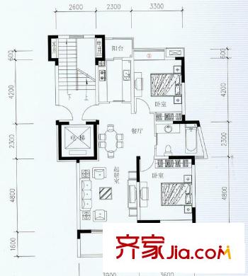 蘇建陽光新城小高層A1戶型 2室2廳1衛(wèi)