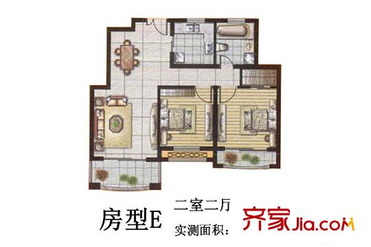 明珠花苑E戶型 2室2廳1衛(wèi)
