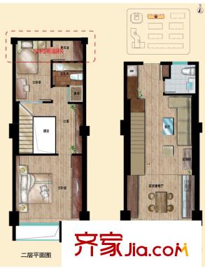 北城一品7#樓B1戶型圖 2室2廳1衛(wèi)1廚