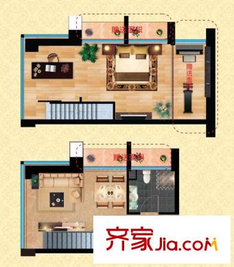 北城一品9#樓A戶型 1室3廳1衛(wèi)1廚