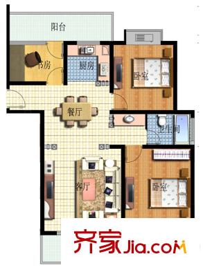 城東雅苑4#C戶型 3室2廳1衛(wèi)1廚
