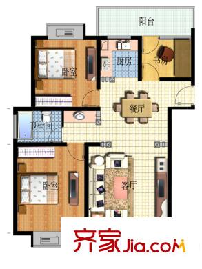 城東雅苑2#4#F戶型 3室2廳1衛(wèi)1廚