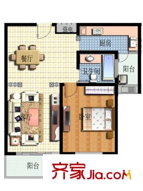 城東雅苑1#2#3#E戶型 1室2廳1衛(wèi)1廚