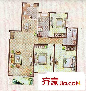 金色維也納8#C戶型 3室2廳2衛(wèi)1廚