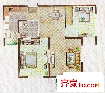 金色維也納9#C戶型 2室2廳1衛(wèi)1廚