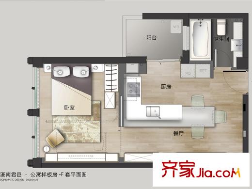 濠南君邑F戶型 1室1廳1衛(wèi)1廚