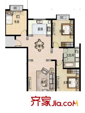 福宇鳳凰華庭高層A戶型 3室2廳1衛(wèi)1廚