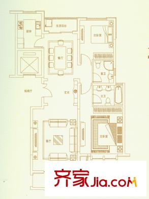 文峰城市廣場文景嘉苑125平戶型 2室2廳2衛(wèi)1廚