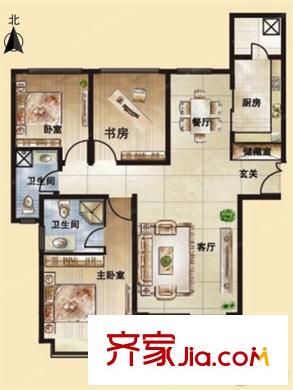 百源國際公寓1#、3#邊戶C1戶型 3室2廳2衛(wèi)