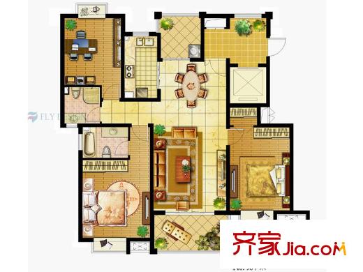 金茂國際14#E2戶型 3室2廳2衛(wèi)1廚
