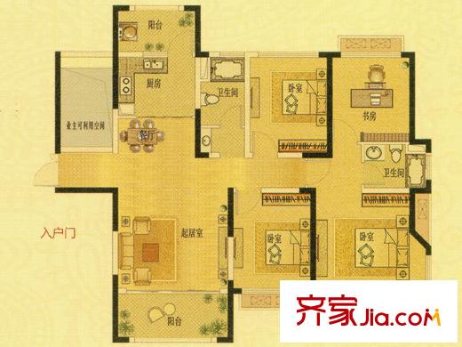 海門中南世紀(jì)城98#樓A1戶型 4室2廳2衛(wèi)1廚