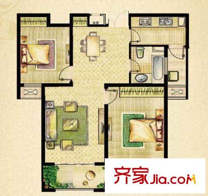 海門中南世紀城三期加2二房戶型 