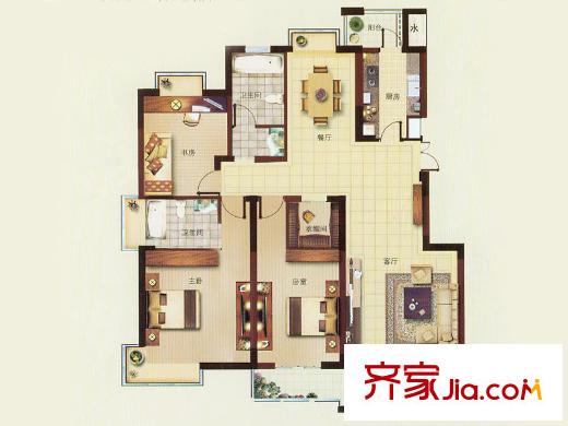 煒賦星湖鄰里5、8、9、11#樓C戶(hù)型 3室2廳2衛(wèi)1廚