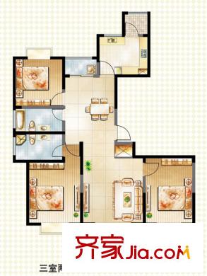 君御豪庭A1戶型 3室2廳2衛(wèi)1廚
