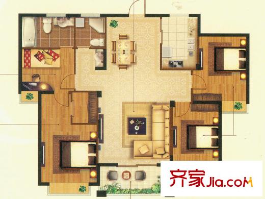 尚海城4#、6#、7#、8#戶型圖 4室2廳2衛(wèi)1廚