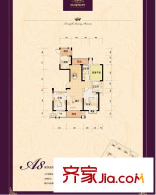 凱旋華府戶型圖 2室1廳2衛(wèi)1廚