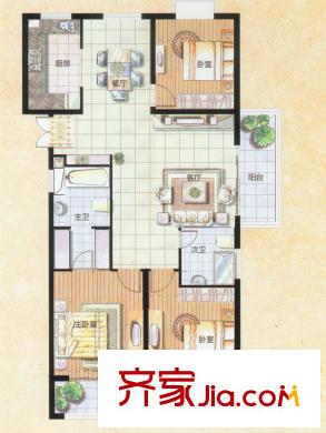 山景水岸11#、12#樓A3戶型 3室2廳2衛(wèi)1廚