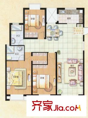 山景水岸11#、12#樓A1戶型 3室2廳2衛(wèi)1廚