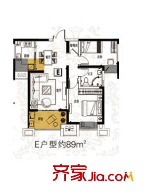海門(mén)東恒盛國(guó)際公館5#西梯E戶(hù)型 2室2廳1衛(wèi)1廚