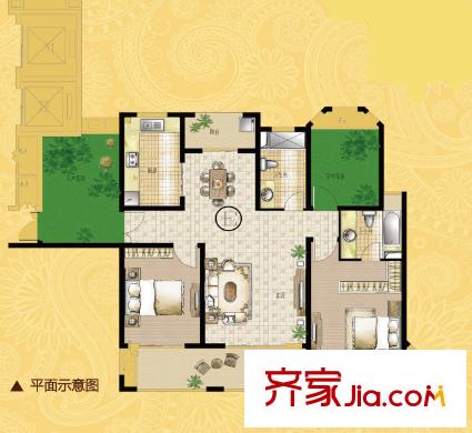 海門中南世紀錦城28號樓A戶型圖 4室2廳2衛(wèi)1廚