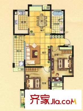 萬(wàn)和華府C戶型 2室2廳1衛(wèi)1廚
