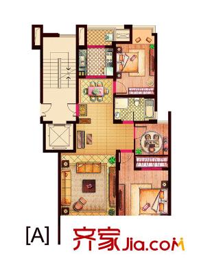 益興名流府1、3#樓A戶型 3室2廳1衛(wèi)1廚
