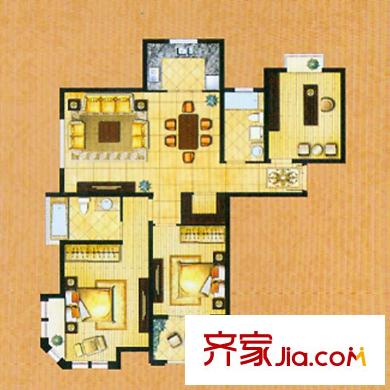 帝奧世倫名郡1號(hào)樓A1戶型 3室2廳2衛(wèi)1廚