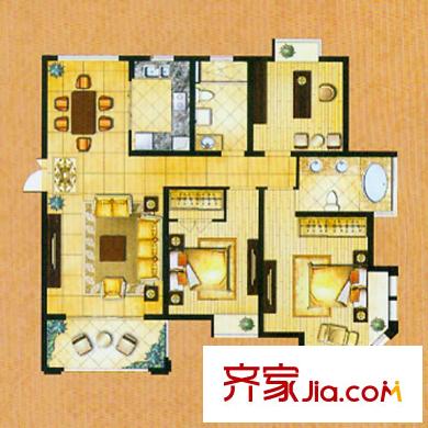 帝奧世倫名郡2號樓D1戶型 3室2廳2衛(wèi)1廚