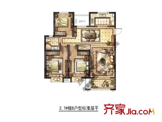 昌和時(shí)代3#邊戶B戶型 3室2廳1衛(wèi)1廚