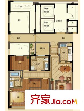 綠城玫瑰園A3戶型圖 3室2廳2衛(wèi)1廚