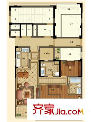綠城玫瑰園A2戶型圖 3室2廳2衛(wèi)1廚