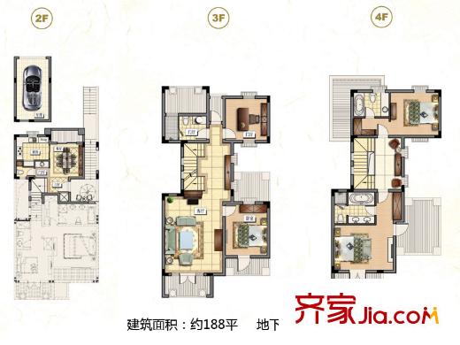 羅福宮別墅戶(hù)型D戶(hù)型 4室3廳3衛(wèi)1廚